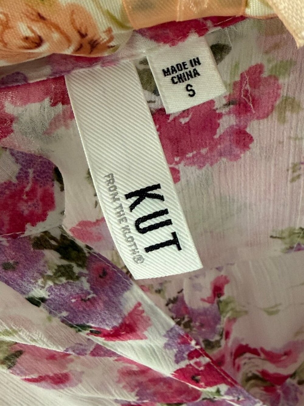 KUT from the Kloth Jasmine Chiffon Button-Up Shirt, CHAUMONT-WHITE CHERRY - Picture 2 of 4